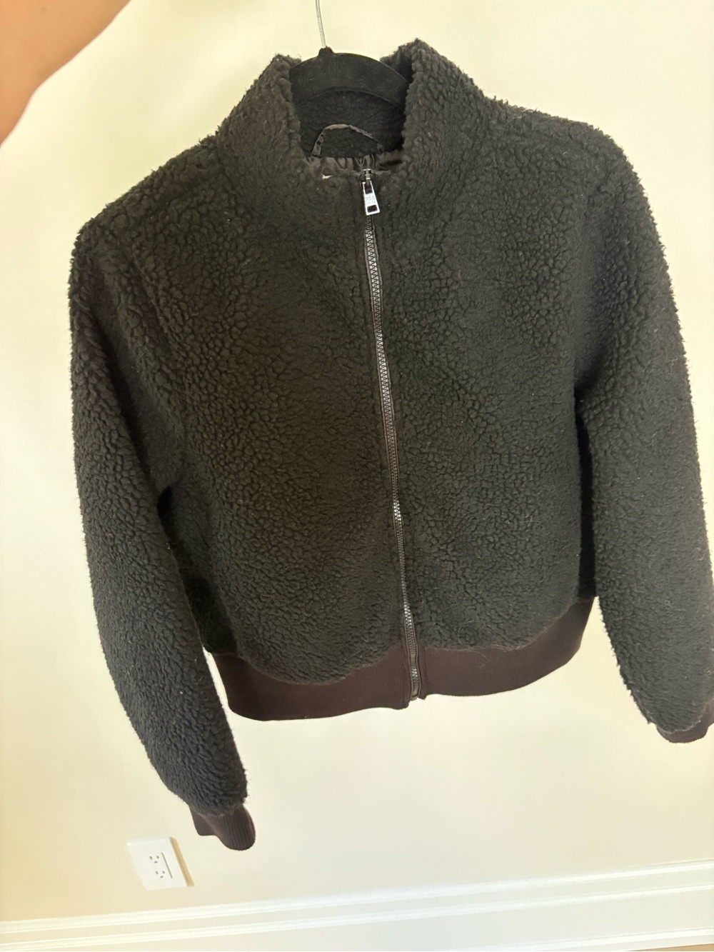 Women's Black Sherpa Zip-Up Jacket